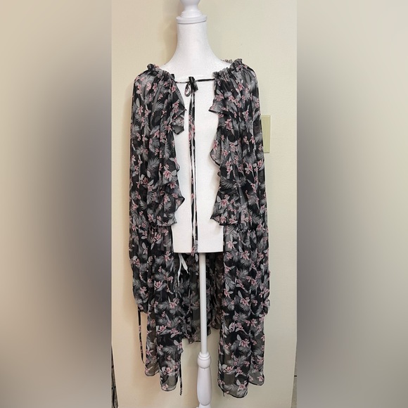 Victoria’s Secret Very Sexy West Side Floral Chiffon Duster Top Cover Up Robes. - Picture 3 of 16
